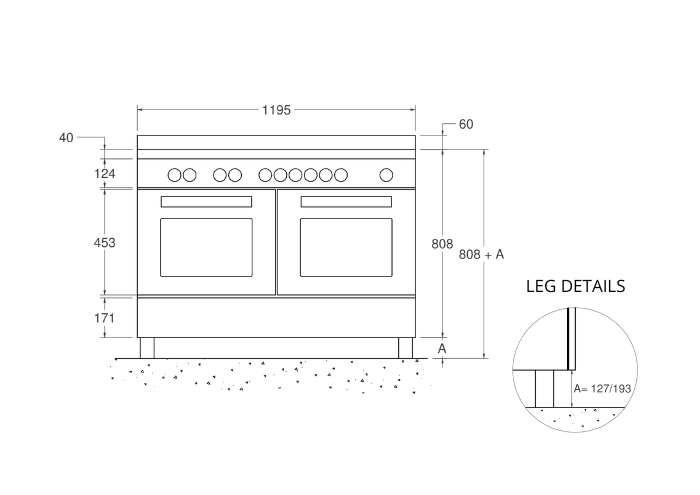 120 cm 6-burner+griddle, electric double oven | Bertazzoni